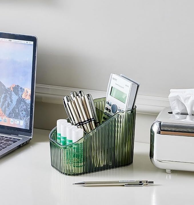 Makeup Organizer Cosmetics Storage Box, Large Capacity Make Up Brush Holder Organizer Vanity Accessories, Bathroom Countertops, Desk Storage Container, Cosmetic Display cases(Green-S)-NeatNest