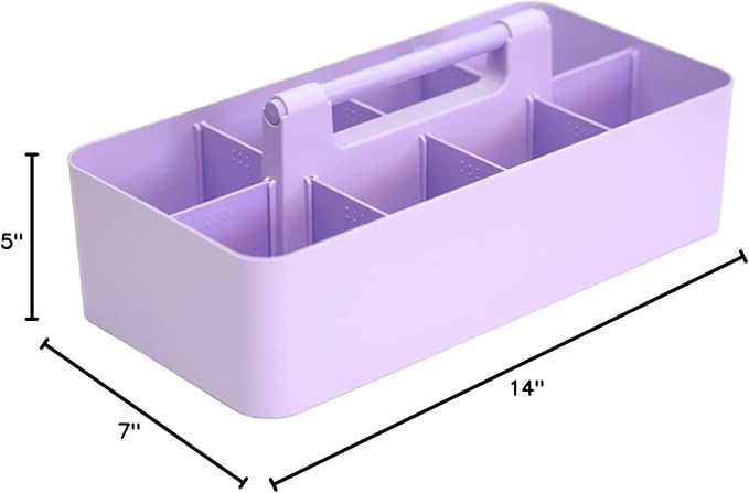 8 Compartments DIY Dividers,Large caddy, Multi Purpose, Simple, Portable, Stackable, Modern Solution for School, office, Desktop -MADE IN USA (Lavender)-NeatNest