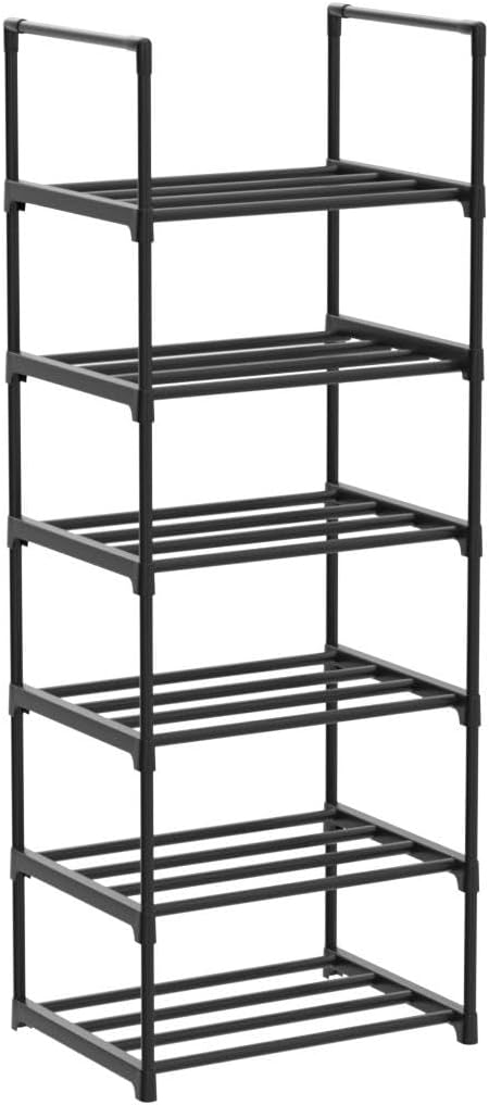 6 Tier Tall Shoe Rack for Closet Entryway, Metal Sturdy Shoe Shelf Storage Organizer, Vertical Small Space Large Capacity for 12-16 Pairs of Shoes-NeatNest