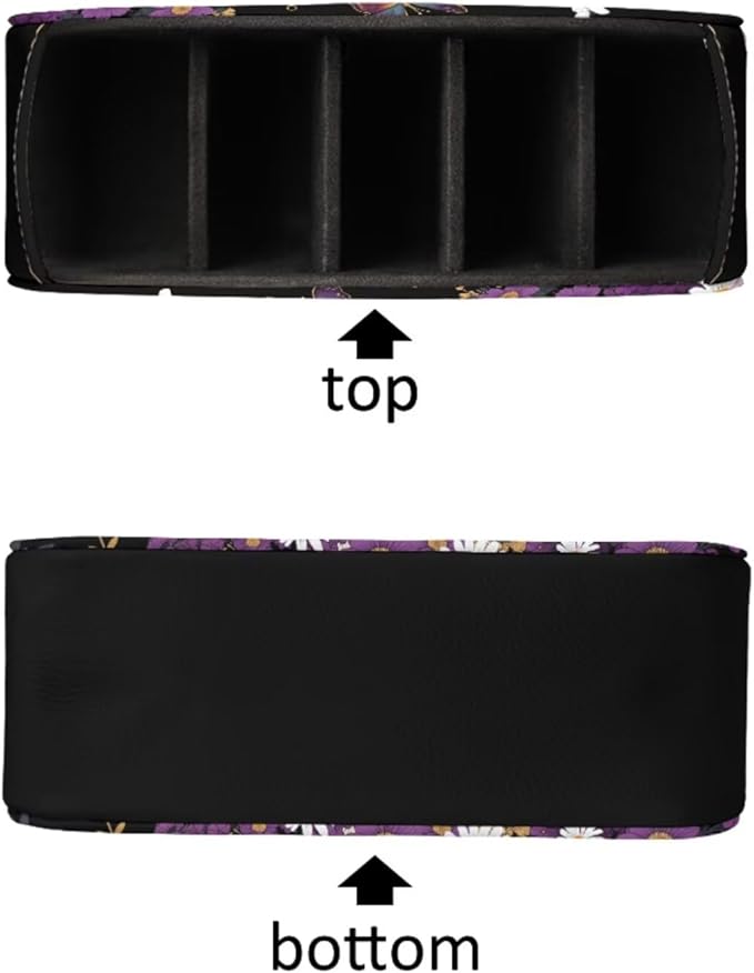 Cute White Cat Butterfly Print TV Remote Control Organizer PU Leather Desktop Storage Box,Table Caddy,Desktop Storage for Media Players/Controllers/Eyeglasses/Makeup Brushes/Pens-NeatNest