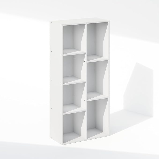 Furinno Reed 7-Cube Open Shelf Clothing & Closet Storage Organization, White-NeatNest