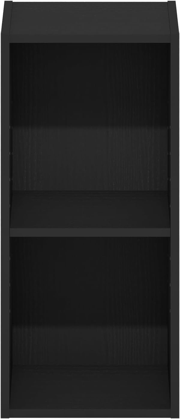 Furinno Fulda 2-Tier Space Saving Storage Shelf Bookcase, 10-Inch Width, Blackwood-NeatNest