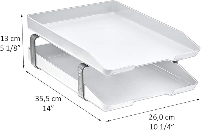 Acrimet Traditional 2 Tier Letter Tray, Front Load Design, A4 Letter Size, Desktop Organizer (Plastic) (White Color)-NeatNest