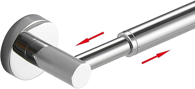 BESy Adjustable 15.9 to 28.6 Inch Single Bath Towel Bar Rack for Bathroom Accessories SUS304 Stainless Steel Towel Holder, Wall Mount with Screws Hand Towel Bar Rod Hotel Style, Polished Chrome-NeatNest