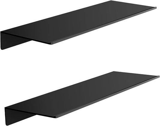 Black Wall Shelves for Bathroom, Living Room, Bedroom, Metal Floating Shelves Wall Shelf for Decorative, Shower Caddy(15.7", 2 Pieces)-NeatNest
