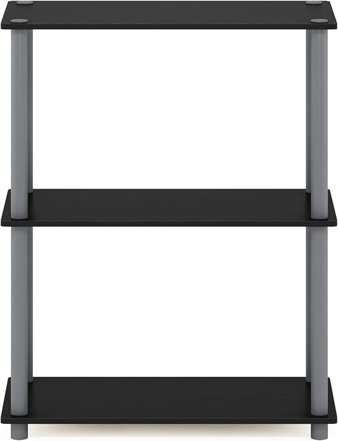 Furinno Turn-N-Tube Display Rack, 3-Tier Single, Black/Grey-NeatNest