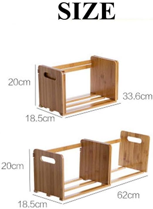 Bamboo Desktop Bookshelf Adjustable Storage Organizer Display Shelf Rack,Countertop Platforms, Book Stands Shelves-NeatNest