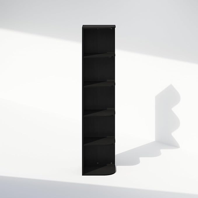 Furinno Reed 5-Tier Space Saving Corner Storage Display Shelf, Blackwood-NeatNest