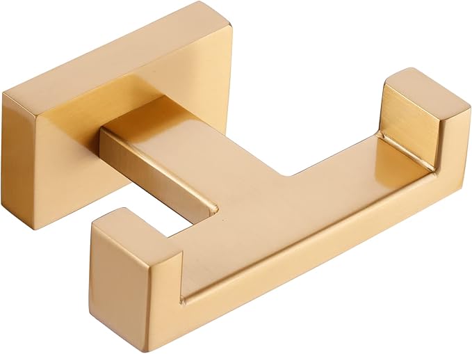 Double Bathroom Towel Hook for Wall Mounted - Gold Modern Towel Holder - Heavy Duty Coat Robe Hooks for Wall - Stainless Steel Shower Towel Hanger