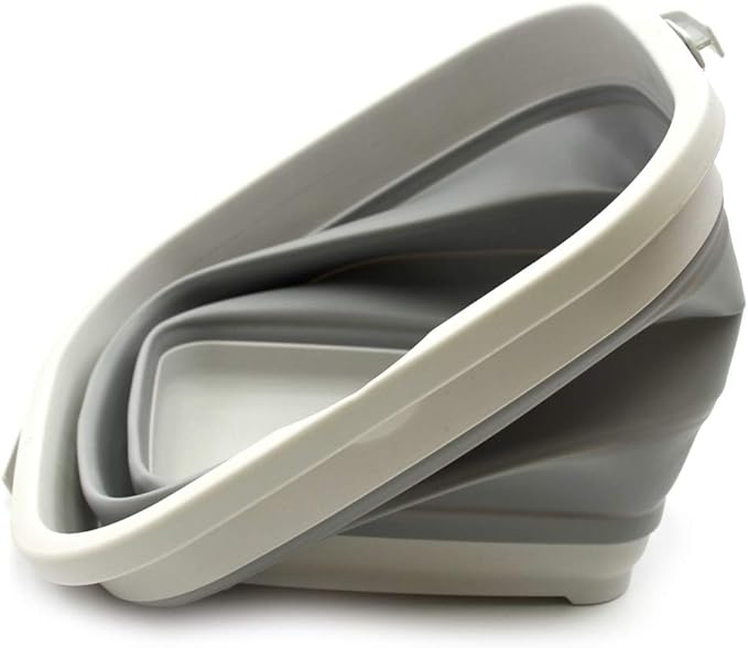 SAMMART Set of 2-11L (2.9 Gallon) Collapsible Rectangular Handy Basket/Bucket (2, Grey)-NeatNest
