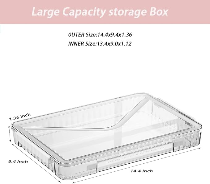 2 Pack Clear Plastic File Boxes w/Latching Lids, Stackable A4 Storage (White Latches, Small)