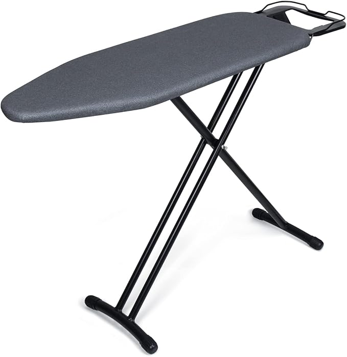 Duwee 13"x38" Ironing Board with Heat Resistant Cover and Thicken Felt Pad, Folding Adjustable Height Large Ironing Board,Heavy Sturdy Legs,Black