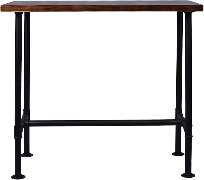 Diwhy DIY Industrial Design Pipe Dining Table Casual Pub BAR Laptop Table Modern Studio Wood and Metal Rectangular Dining Table homeoffice Desk Breakfast high bar Table Walnut Desktop 47.3" × 23.6"-NeatNest