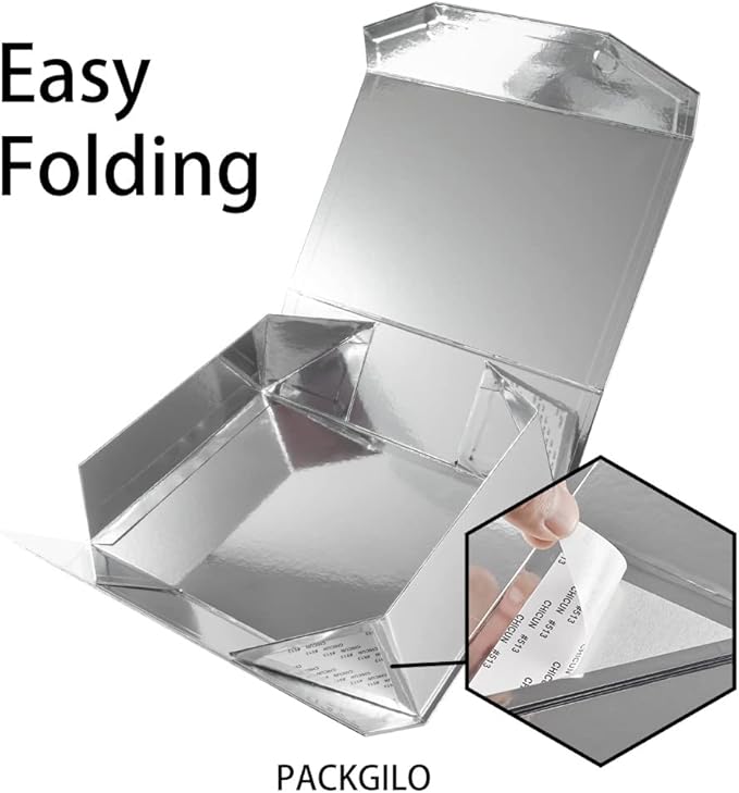 1Pcs 13x9x4 Inches Silver Gift Boxes with Lids for Presents Magnetic gift box large Gift Box for Bridesmaid Proposal,Groomsman (Glossy Silver)-NeatNest