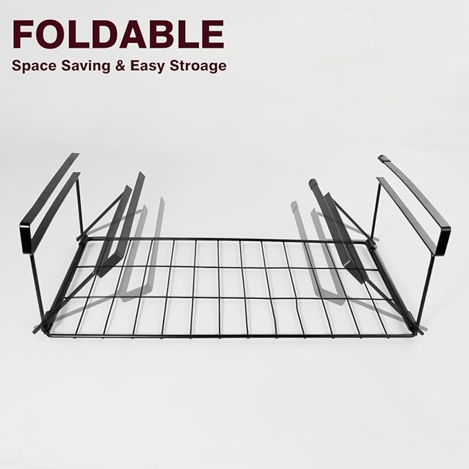 Foil and Plastic Wrap Organizer Kitchen Under Cabinet Desk Pantry Hanging Organizer Storage Foldable Rack (White-NeatNest