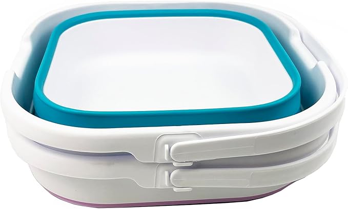 SAMMART 9.5L (2.5 gallon) Collapsible Rectangular Handy Bucket (Ceramic Blue/Pale Purple(Set of 2))-NeatNest