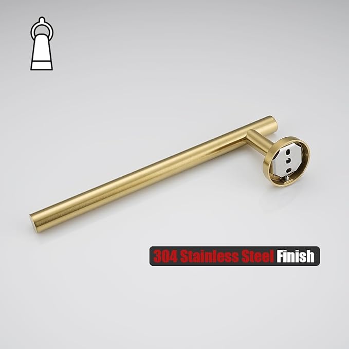 JQK Hand Towel Bar Gold, 10 Inch Thicken 0.8mm 304 Stainless Steel Bathroom Hand Towel Holder, 9 Inch Useable Length Wall Mount, Brushed Gold, THH110L9-BG