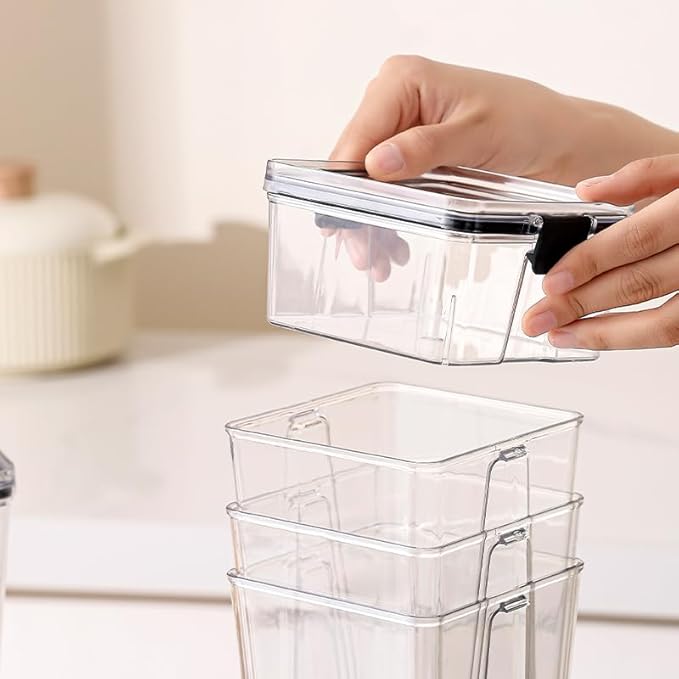 Food Storage Containers 4pack Plastic BPA Free shatterproof Freezeable Dishwasher Washable Environmentally Friendly and Recyclable Sealed Storage Containers Food Storage