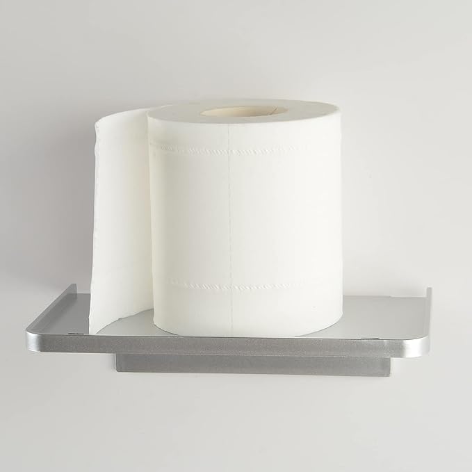Acrylic Floating Wall Shelves - Small Stick-on Wall Mounted Phone Shelf Holder Wipes Rack Smart Speaker Shelf for Bathroom,Kitchen,Toilet,Bedroom,Office - Translucent Grey