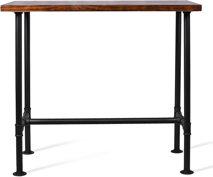 Diwhy DIY Industrial Design Pipe Dining Table Casual Pub BAR Laptop Table Modern Studio Wood and Metal Rectangular Dining Table homeoffice Desk Breakfast high bar Table Brown Desktop 47.3" × 23.6"-NeatNest