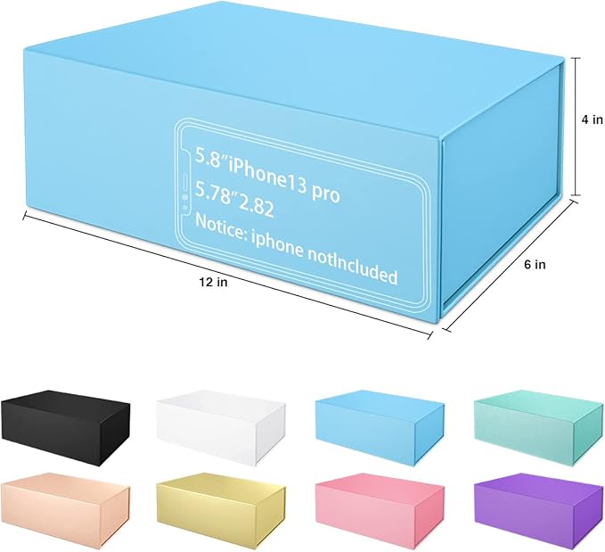 Blue Gift Box 12" x 6" x 4" with Magnetic Closure Lid Gifts Boxe for Presents,Bridesmaid Gifts Boxes,Cute Box,Birthday Gift Boxe,Luxury for Gifts Packaging, Magnetic Gift Boxes for Wrapping Gifts (Blue)-NeatNest