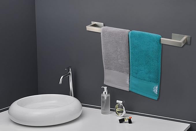Bathroom Towel Bar Self Adhesive, No Drilling Towel Rack Easy to Install, Hand Towel Holder Made of Premium Stainless Steel Sticky on Hand Towel Hanger for Kitchen, Toilet.(24IN, Brushed)-NeatNest