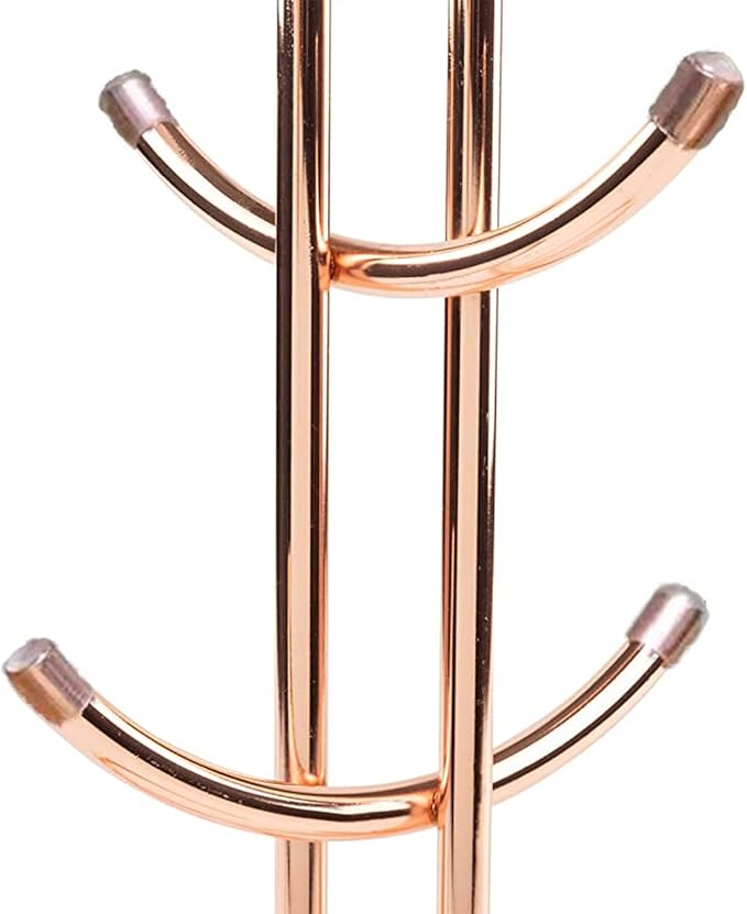 FitWell Mugs Holder, Mug Tree, Coffee Mug Hanger, Mug Tree, Mug Organizer for Cabinet, Mug Holder Stand, Coffee & Tea Cup Storage Rack (Copper, 6 Mugs (15" H))-NeatNest
