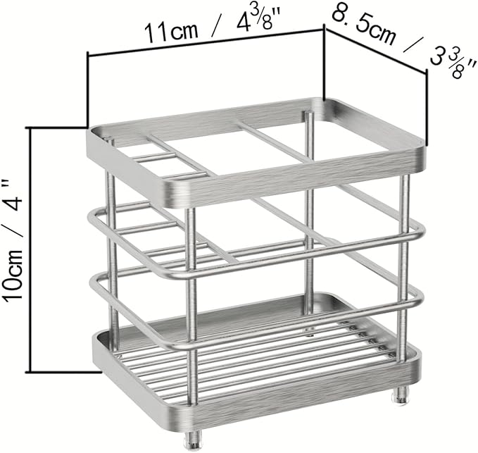 Bathroom Toothbrush Holder Toothpaste Holder, Stainless Steel 5 Slots Bathroom Organizers and Storage, Electric Tooth Brush Toothpaste Holder for Bathroom Countertop, Silver