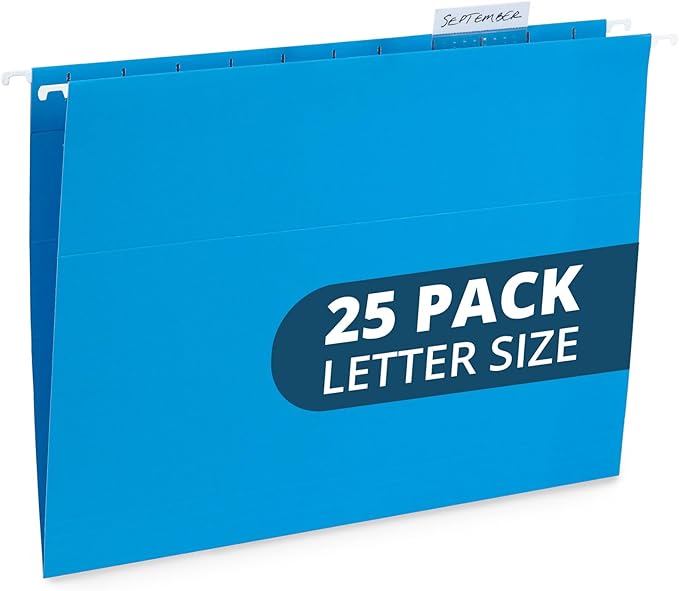 Blue Summit Supplies Hanging File Folders, 25 Reinforced Hang Folders, Designed for Home and Office Color Coded File Organization, Letter Size, Blue, 25 Pack-NeatNest
