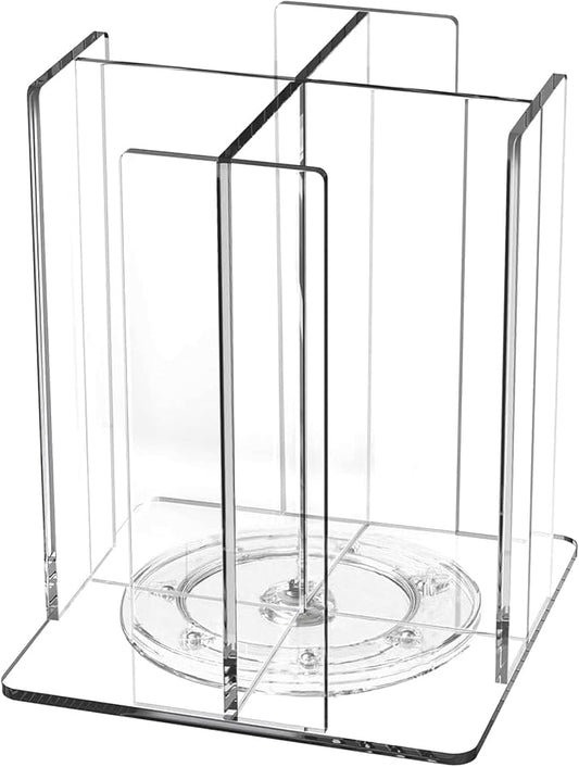 Cup and Lid Holder, 360° Rotated Coffee Cup Dispenser, Rotating Lid Carousel, Acrylic Cup Storage Organizer Beverage Cup Holder with 4 Compartments for Countertop Coffee Station Bar Restaurant, Clear-NeatNest