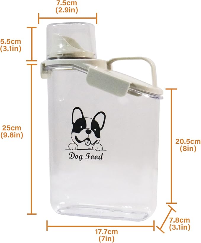 Dog Food Storage Container Airtight Portable Dog Food Container with Handled Lid and Pour Spout,Food Storage for Dog Dry Food Small Pet Food Container with Measuring Cup for Home, Travel,2.8L-NeatNest