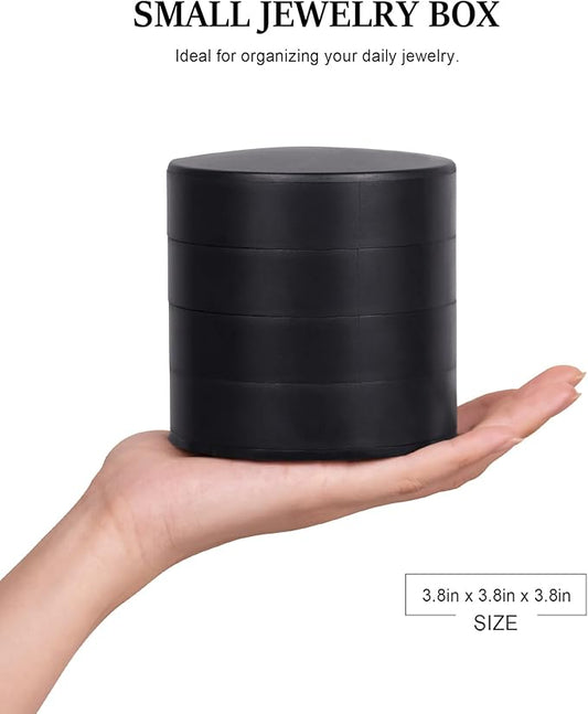 CONBOLA Jewelry Organizer, Small Jewelry Storage Box Earring Holder for Women, 5-Layer Rotating Travel Jewelry Tray Case with Lid for Bracelets Rings Bracelets(Black)-NeatNest