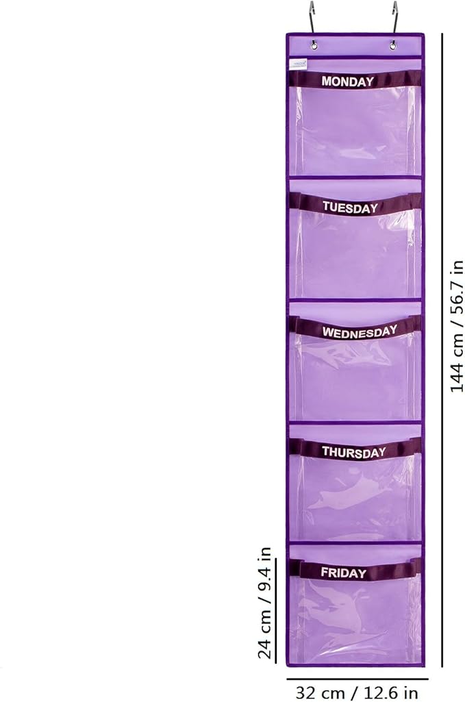 Day of Week Kids Clothes Organizer Weekly Hanging Closet Organizer Monday to Friday School Clothing Storage (PURPLE)-NeatNest