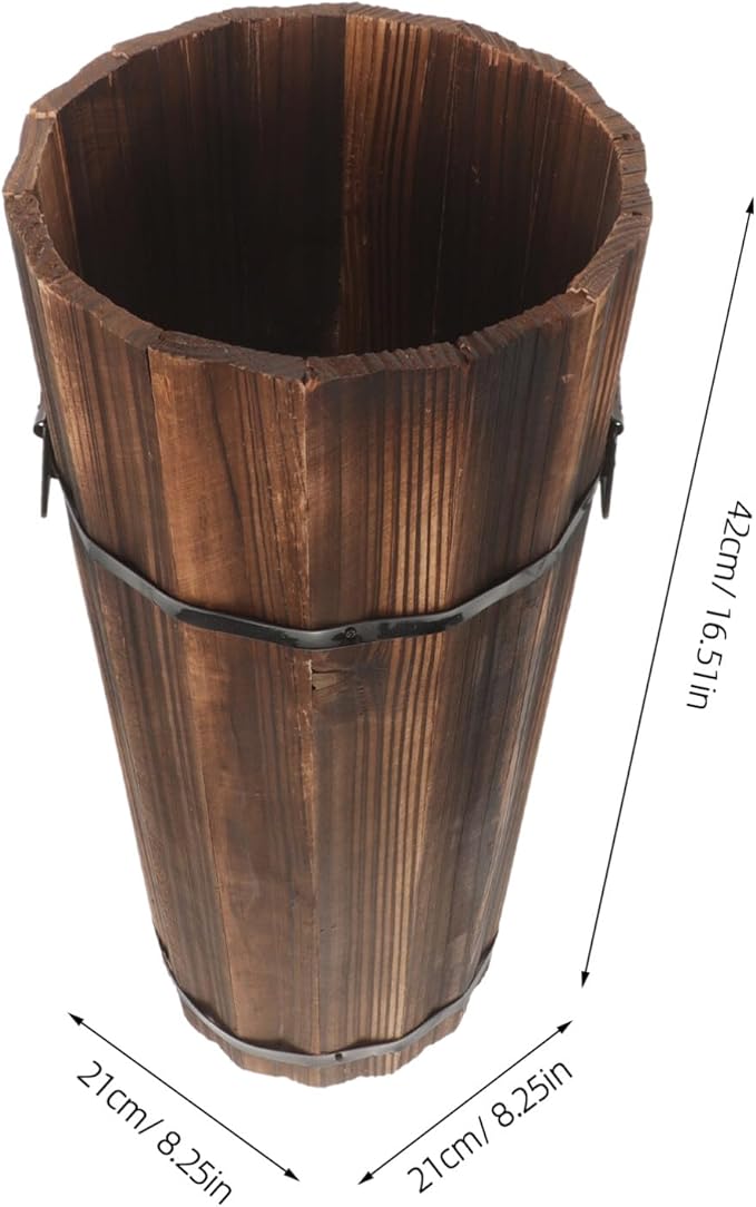ABOOFAN Wooden Umbrella Stand for Entryway Rustic Umbrella Holder Freestanding Cane Stand Decorative Umbrella Rack Tall Basket Flower Vase for Laundry Bathroom