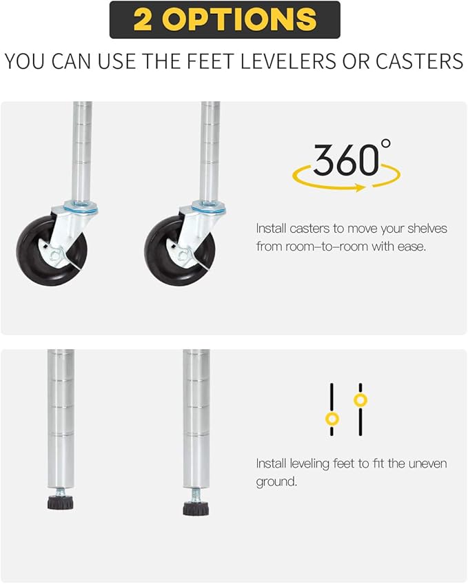 BestOffice 18x48x72 Storage Shelves Commercial Heavy Duty Metal Shelves Garage Organizer Wire Rack Shelving Storage Unit Shelf Adjustable Utility 6000 LBS Capacity,Chrome-NeatNest