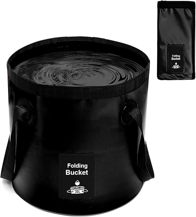 Collapsible Bucket with Handle, Lightweight Folding Water Container, Portable Collapsible Bucket for Fishing, Camping, Hiking, Backpacking, Outdoor Survival, Car Washing Black 20L-NeatNest