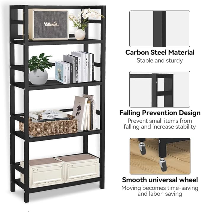 4 Tier 1000LBS Storage Shelves Heavy Duty, Storage Racks and Shelving, Standing Storage Shelf Units, Utility Shelf with Wheels, Metal Shelves for Garage, Kitchen, Living Room, and Pantry.