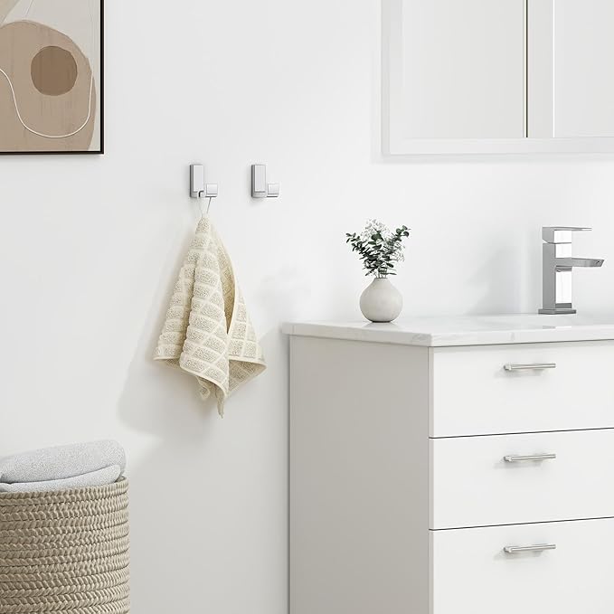 Angle Simple Towel Hooks, SUS 304 Stainless Steel Robe Coat Hooks for Bathroom Wall, Polished Chrome, 2 Pack