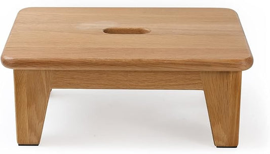 CONSDAN Oak Step Stool for Bed, Wooden Stool for Adults & Seniors - 6.5" High, Non-Slip Mat, No Assembly Needed, Solid Wood, Natural Color-NeatNest