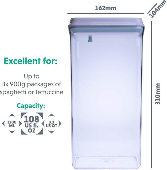 BopTop (1pc - Spaghetti/Cereal) Airtight Food Storage Container – Mechanical Silicone Seal Canister - BPA-Free - 3.3Qt-NeatNest