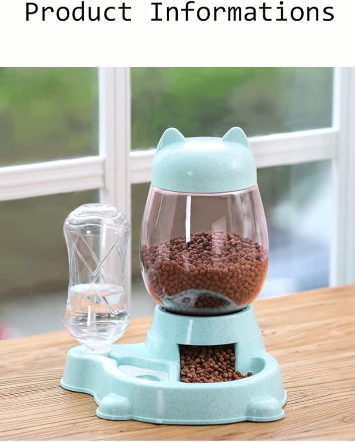 Automatic Cat & Dog Feeder Set - Self-Dispensing Food and Water Dispenser, Large Capacity (Green)-NeatNest