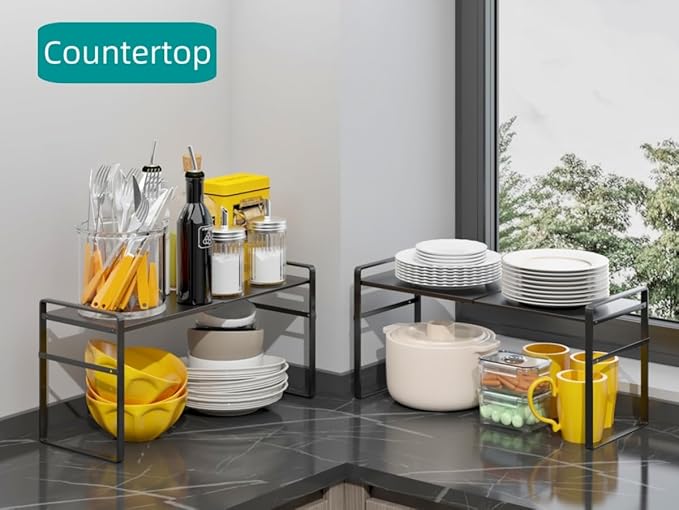 Expandable Cabinet Shelf Organizer Riser for Kitchen Pantry Cupboard Under Sink Countertop,kitchen cabinet shelf-NeatNest