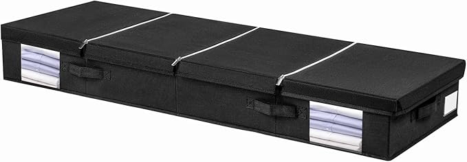 Under Bed Storage Containers, Black Large Capacity Closet Organizer for Blanket, Clothing, Comforter, Pillows, Ultra-thick Breathable Zippered Storage Bag-NeatNest