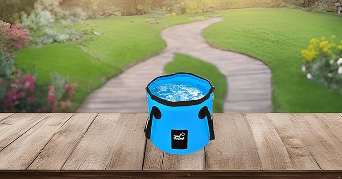 BANCHELLE Collapsible Bucket Water Container Portable Folding Camp Wash Basin for Outdoor Traveling Hiking Fishing Car Washing Gardening Camping (Blue, 12L)-NeatNest