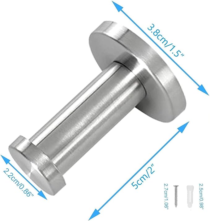 Bathroom Towel Hooks, 4 Pack Round Coat Hooks, Sturdy Wall Mounted Robe Hook, SUS 304 Stainless Steel Heavy Duty Clothes Hanger, Wall Towel Hooks for Bathroom Bedroom Kitchen (2 in, Brushed)