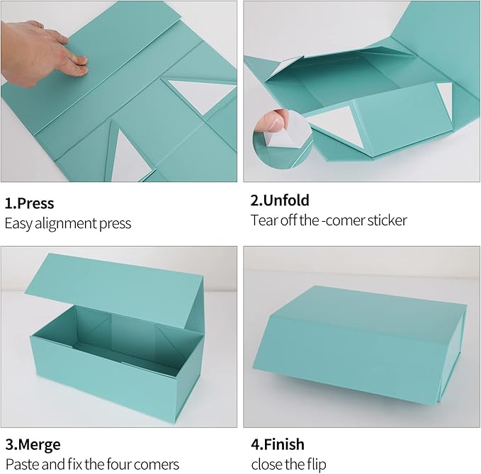 Gift Box 12" x 6" x 4" with Magnetic Closure Lid Gifts Boxe for Presents,Bridesmaid Gifts Boxes,Cute Box,Birthday Gift Boxe,Luxury for Gifts Packaging, Magnetic Gift Boxes for Wrapping Gifts (Light Blue)-NeatNest