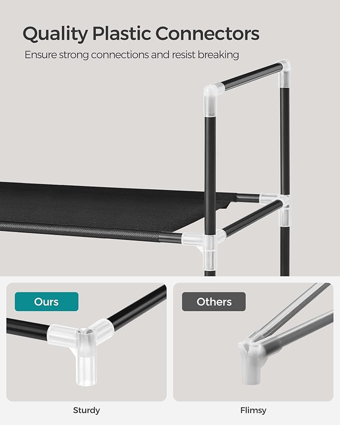 SONGMICS 4-Tier Shoe Rack, Shoe Storage for Hallway Closet, Slim and Space-Saving, Metal Frame, Non-Woven Fabric Shelves, Black ULSH054B01-NeatNest