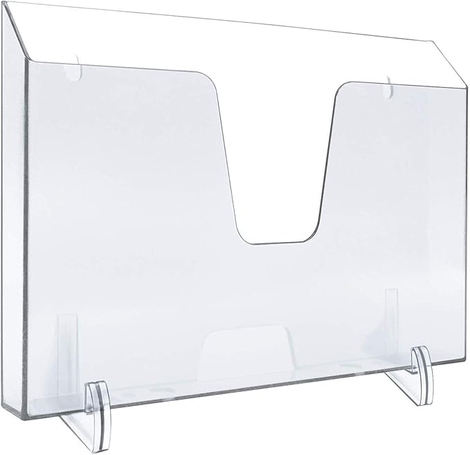 Acrimet Pocket File Holder Horizontal Design Brochure Display (for Wall Mount or Countertop Use) (Removable Supports Included) (Letter Size) (Clear Crystal Color)