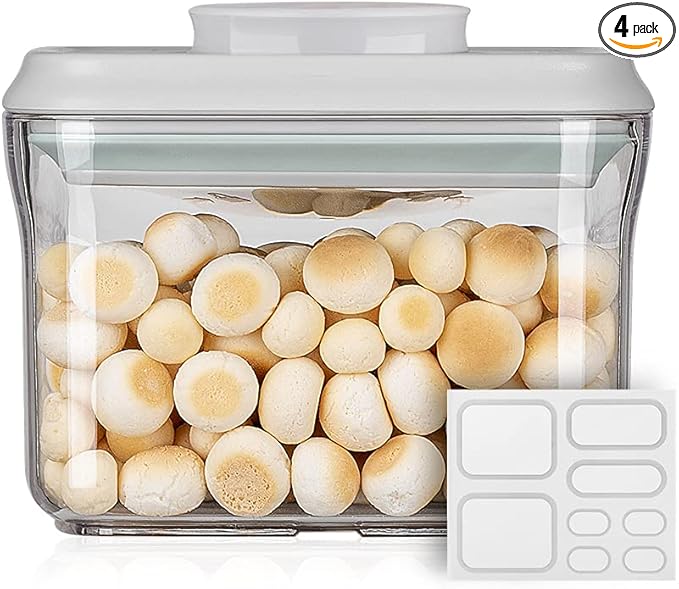 Ankou Airtight Food Storage Container - 0.32 QT (380ml Small Pop Up Food Containers With Lids, Bpa Free Stackable Container for Sugar Tea Candy- 8 Labels - Clear-NeatNest