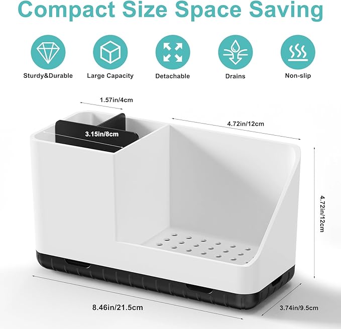 Bathroom Counter Organizer, Bathroom Organizers and Storage, Detachable Toothbrush Holders for Bathroom Vanity Sink Organizer (White)-NeatNest